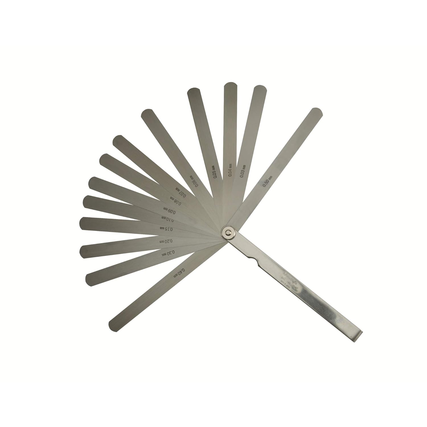 Mitutoyo 184-302S Thickness Feeler Gage Set, Straight Leaves, 0.03-0.5mm Thickness, 150mm Length, 13 Leaves