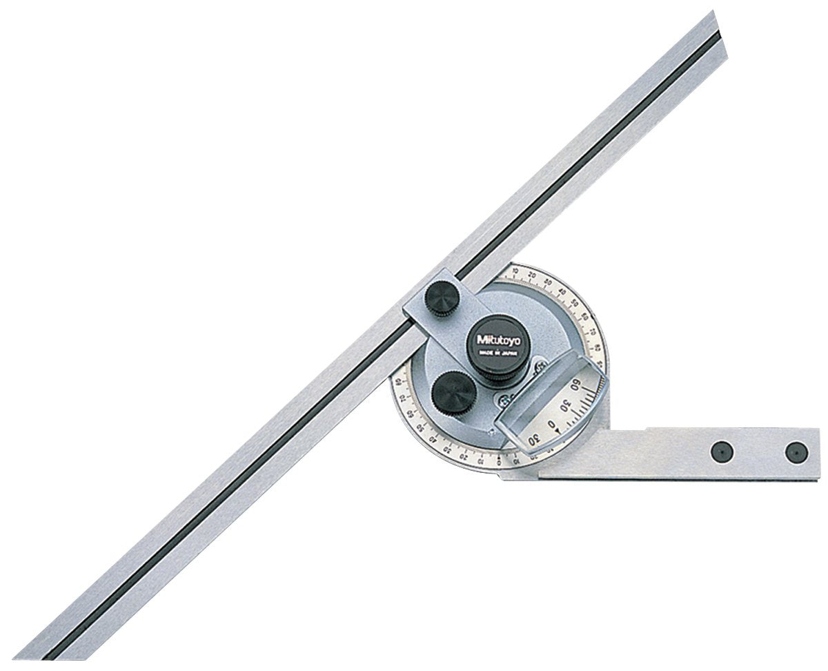 Mitutoyo 187-906, Universal Bevel Protractor, 12" Blade, 5 minute Vernier Resolution