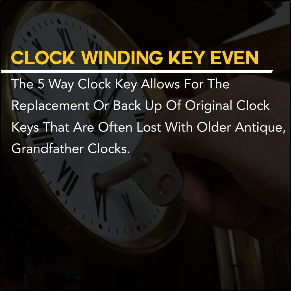 TAURISH Universal Vintage Clock Winding Key 5 Prong Even Numbers 2 to 10 Brass Clock Key for Winding Clocks