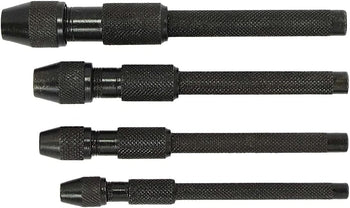 TAURISH Pin Vise Set Hand Held Hollow Handle Black Finish 4 Piece Vice Chuck Sizes Pack of-4