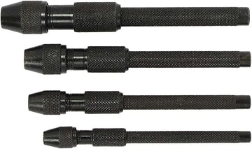 TAURISH Pin Vise Set Hand Held Hollow Handle Black Finish 4 Piece Vice Chuck Sizes Pack of-4