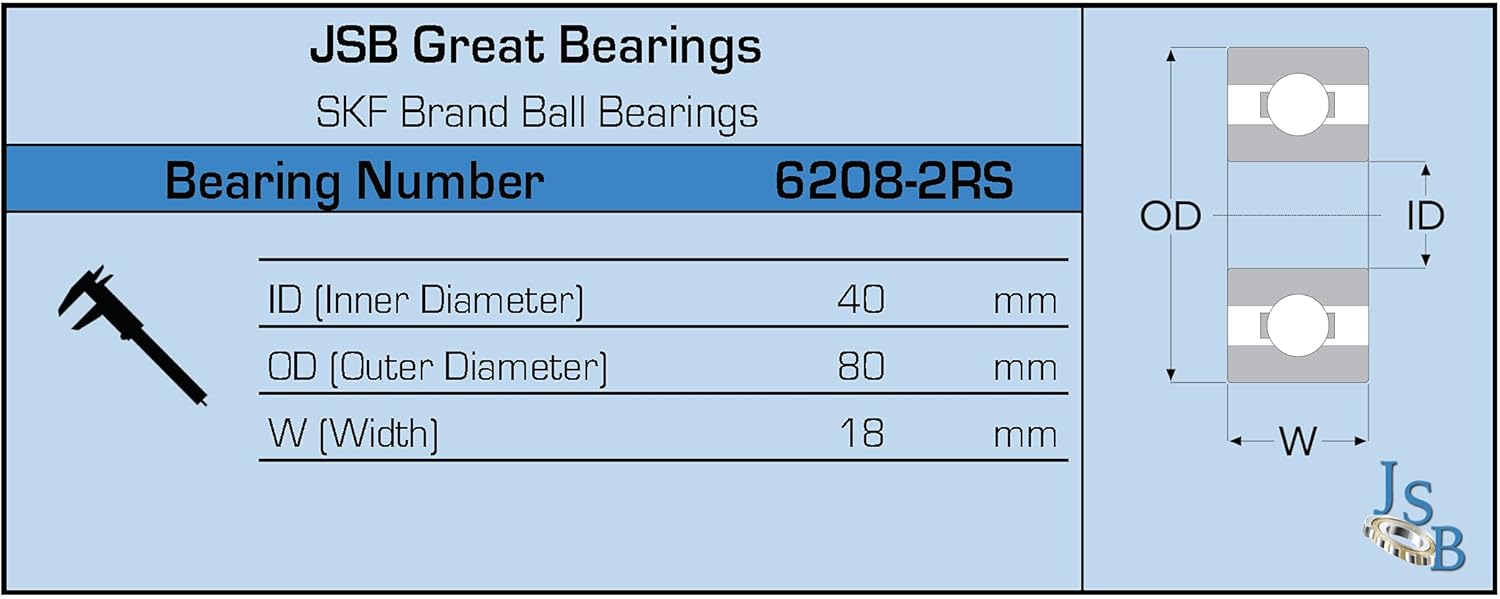 6208-2RS C3 SKF Brand Ball Bearing | 40x80x18 mm | 2-Side Rubber Sealed | High Precision | Low Noise | Deep Groove