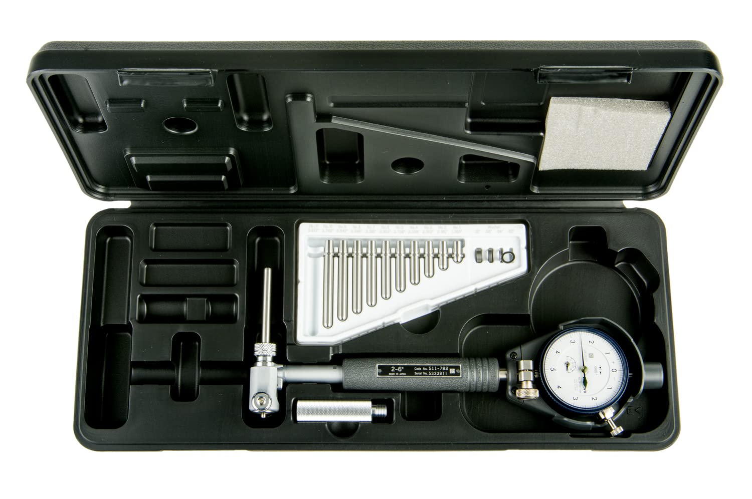 Mitutoyo 511-793 Dial Bore Gage, 2.0-6.0 ",0 .0001" Graduation, Stem Diameter 3/8 " with2923SB Dial Indicator