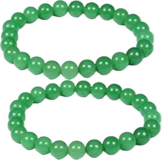 Natural Green Aventurine Bracelet for Women and Men 8mm Healing Crystal Beads Stretchable Design Natural Gemstone Jewelry for Prosperity and Emotional Balance Pack of 2