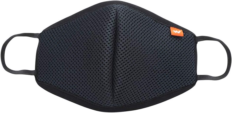 Wildcraft Face Mask Reusable,Cloth Face Mask Washable Made of Cotton Fabric, Facemask for Men and Women, Black, Large (Pack of 3)