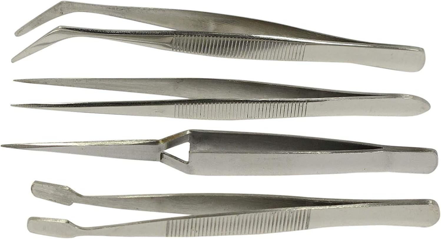 Craft Tweezers Stainless Steel Precision Professional Set for Hobby, Electronics, Model Making, Jewelry Picking Tool - 4 Pieces