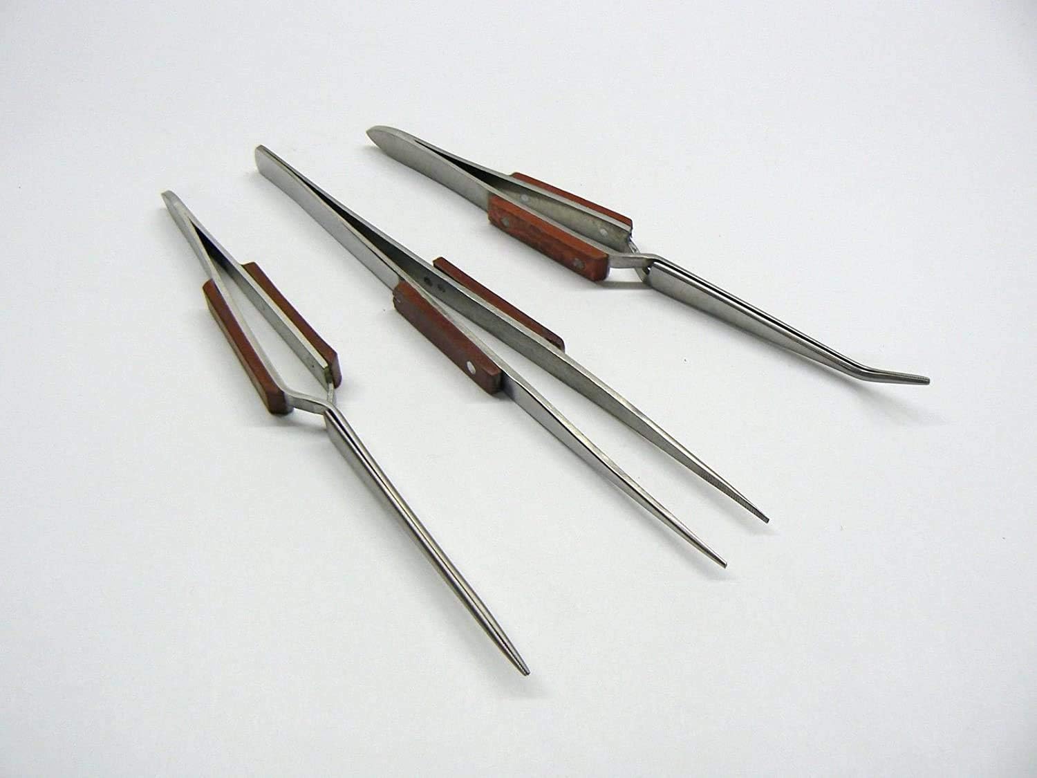 Fiber Grip Tweezers & Cross locking & Straight Soldering tweezers jewelers - 3 piece set