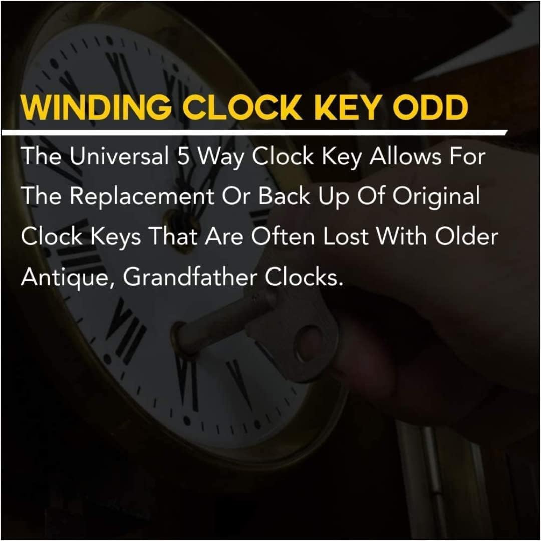 Universal Vintage Clock Winding Key 5 Prong Odd Numbers 3 to 11 Brass Clock Key for Winding Clocks