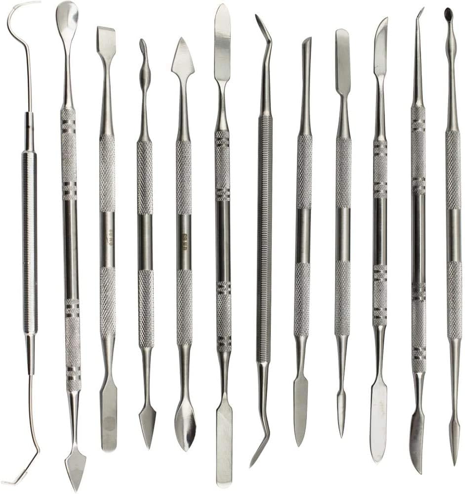 AI New Wax Carving Tools Double Ended Spatulas Set of 12 - Pouch Packed
