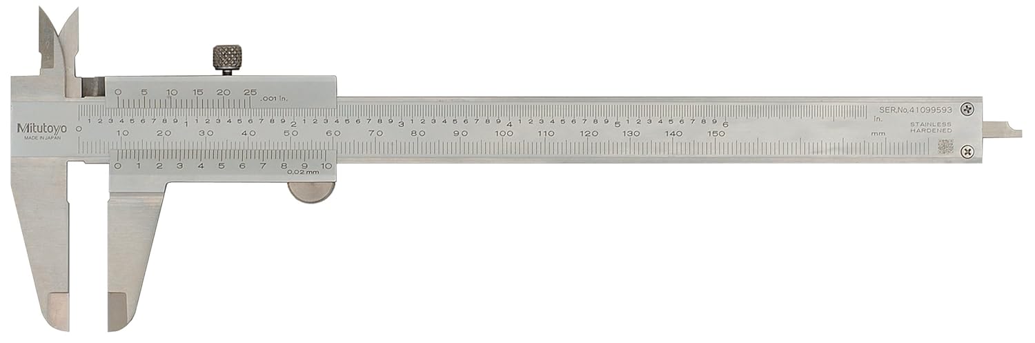 Mitutoyo 530-312CAL Vernier High-Accuracy Caliper with Calibration, Inch/Metric, Stainless Steel, 0-6" (0-150mm) Range, 0.02mm and 0.001" Graduations, +/-0.0015" (0.03mm) Accuracy, 40mm Jaw Depth