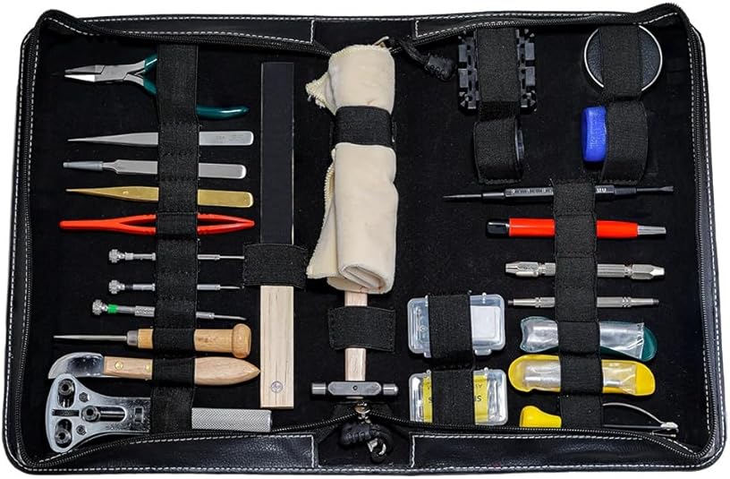 TAURISH Professional Watch Repair Tool Kit Complete Watch Repair Tools for Maintenance, Battery Replacement, Watch Link Adjustment & Back Removal