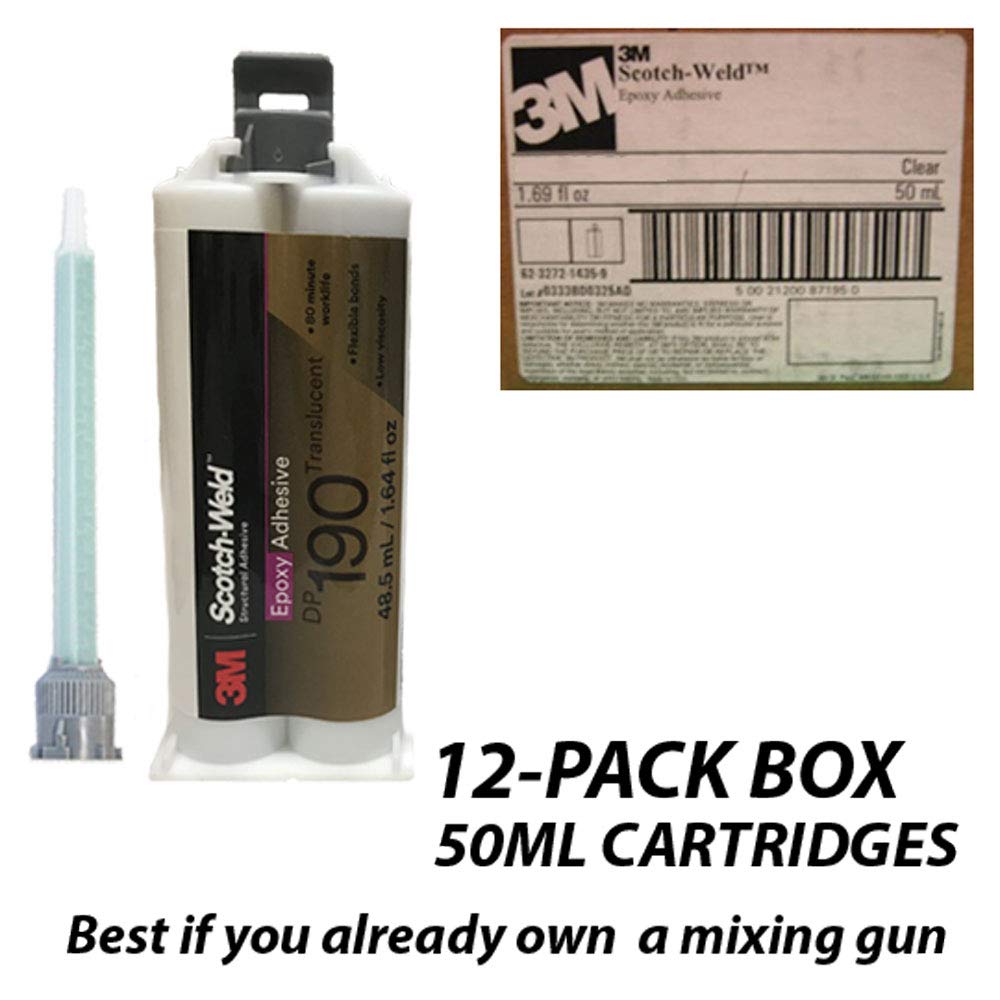3M ScotchWeld DP190 Translucent Epoxy Adhesive (50ml/1.7oz 12-Pack)