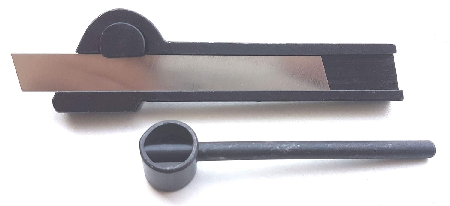 Factory Lathe Cut off Parting Tool Holder 3/4" Wide for 1/2" Width Blades, with 5Pcs of 3/32x1/2x4" HSS Blades