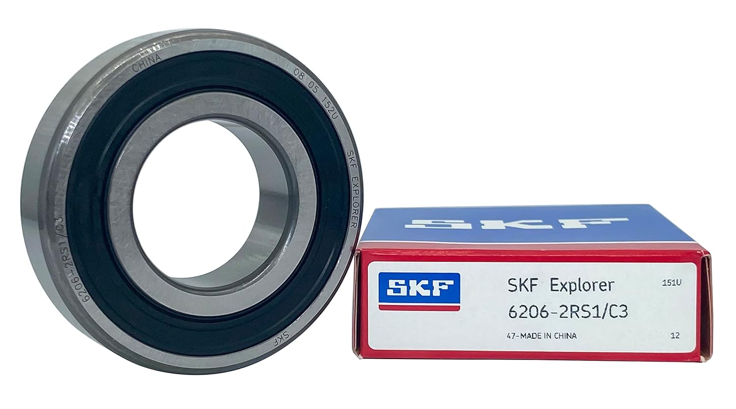 2PACK SKF Bearings 6206-2RSC3 30X62X16mm C3 Clearance Double Rubber Seal Deep Ball Bearings