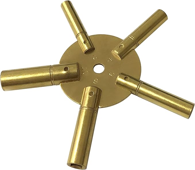 2-10 & 3-11 Clock Key Set : Winged Brass Spider Star Pair - Odd & Even (110)