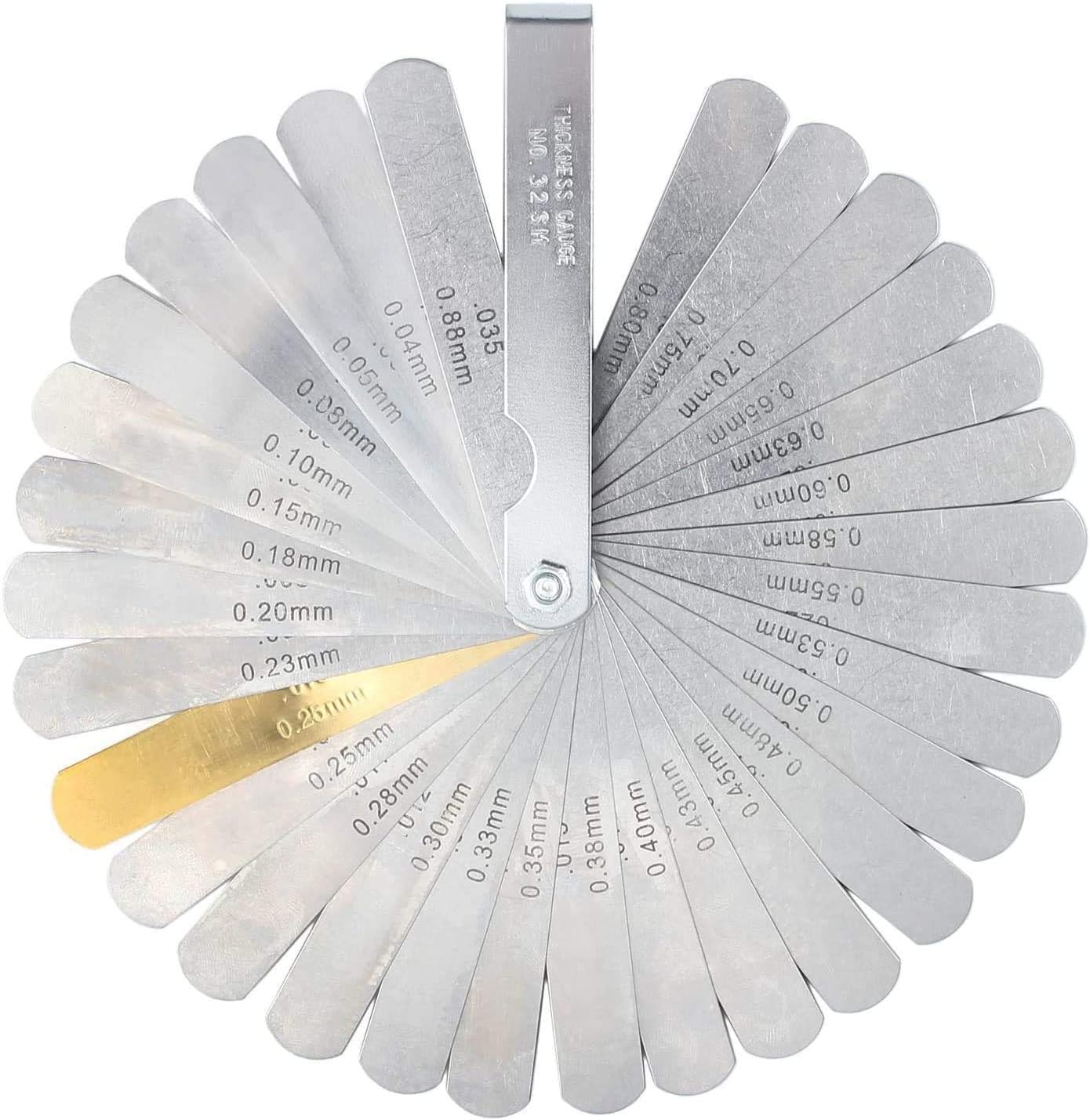 New 2 Pack Steel Feeler Gauge Dual Marked Metric and Imperial Gap Measuring Tool I 0.04-0.88 mm I 32 Blades I Made In India