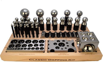 Steel Classic Dapping Set w/Forming Block Plate and Punches Jewelry Making Repair Metal Forming Tool