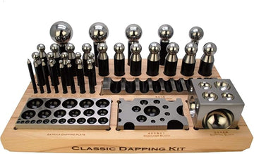 Steel Classic Dapping Set w/Forming Block Plate and Punches Jewelry Making Repair Metal Forming Tool