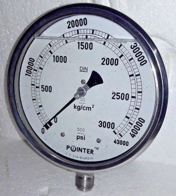 TAURISH High Pressure Gauge Dual Scale 0-3000 BAR / 0-43000 PSI Glycerin Filled Accurate (+/-1%) for Common Rail Diesel Testing and High-Pressure Applications