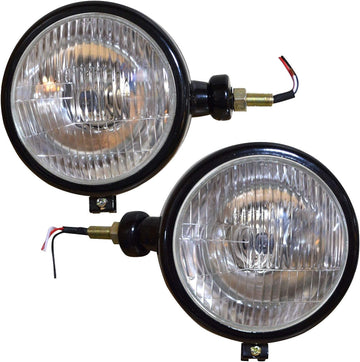 TAURISH Black Headlight Set For Tractor 275, 575, 485, 475 With Light Bulb 2 Pcs.