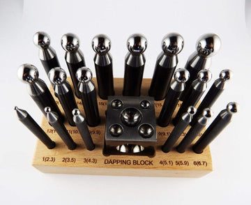 18 Piece Dapping Doming Punch Block Set 4.5 mm to 16.2 mm Jewelry Making Metal Forming Tool Kit