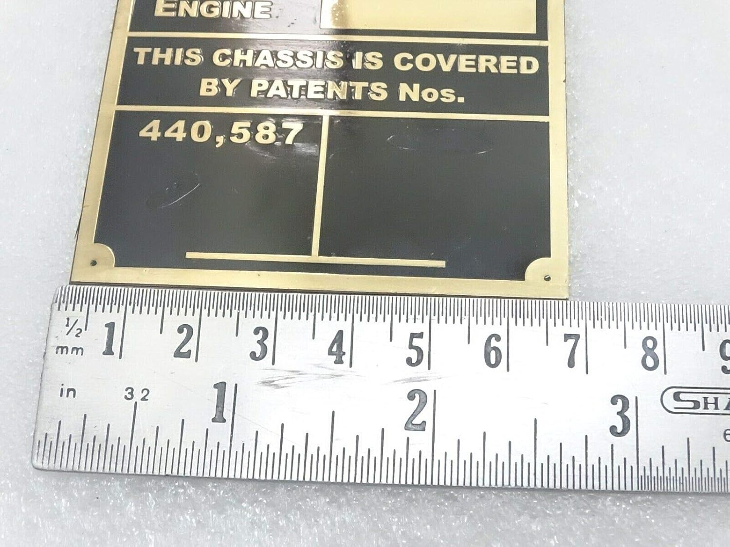 Royal Crusaders Hillman Motor Car Chasis/Engine Data Brass Plate