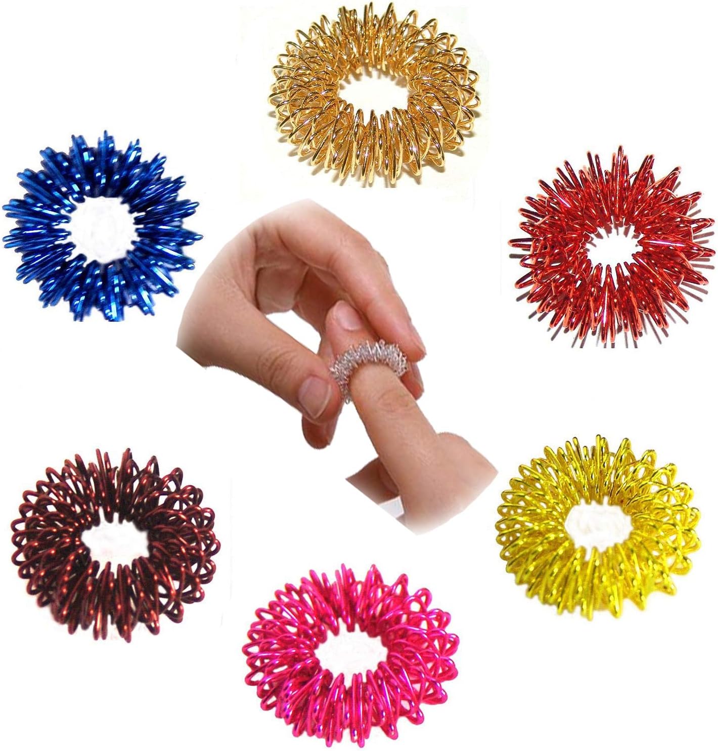 Sujok Therapy Star Magnets Round (Set of 30) + Free 5 Acupressure Massage Rings