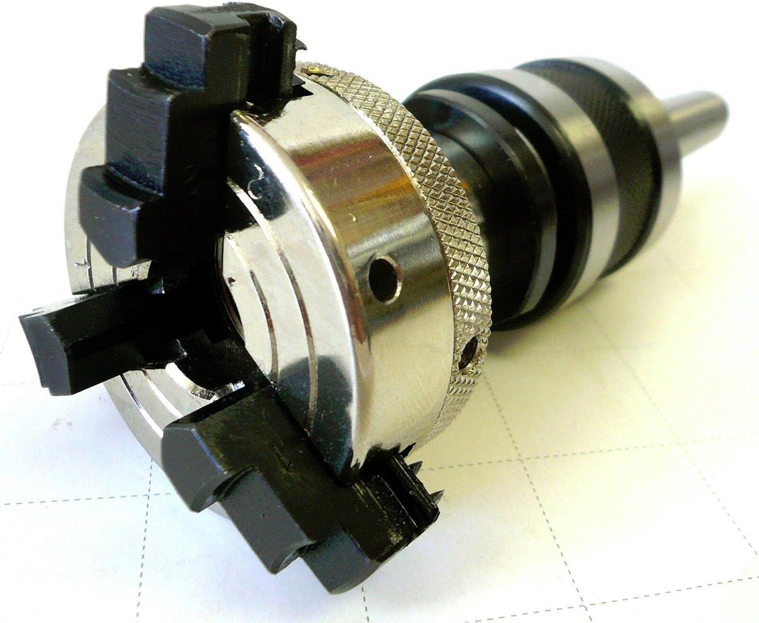Woodworking Live Tailstock Chuck Adapter 1" x 8 TPI Thread 4MT Mount With 2" - 3 Jaw Chuck Reversible Jaws & Keys