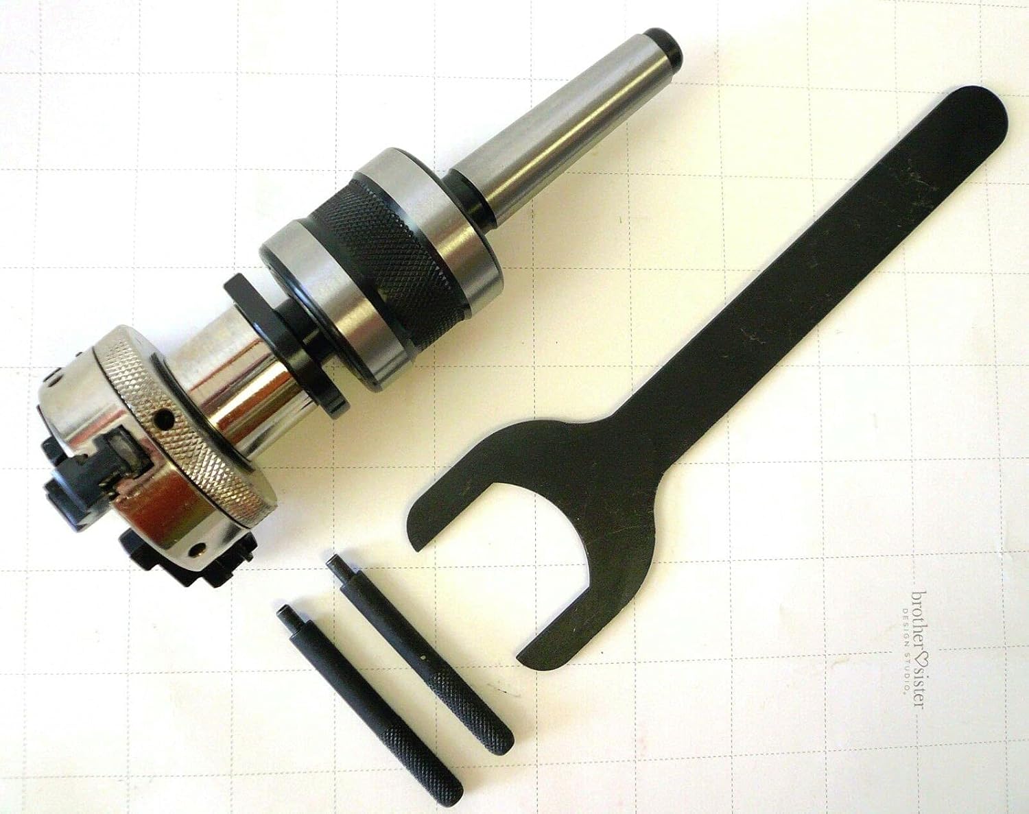 Woodworking Live Tailstock Chuck Adapter 1" x 8 TPI Thread 4MT Mount With 2" - 3 Jaw Chuck Reversible Jaws & Keys
