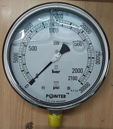 TAURISH 150MM Dial High-Pressure Gauge Dual Scale 2100 BAR 30,000 PSI 1/2" BSP Connection Glycerin Filled Heavy Duty Accurate (+/-1%)
