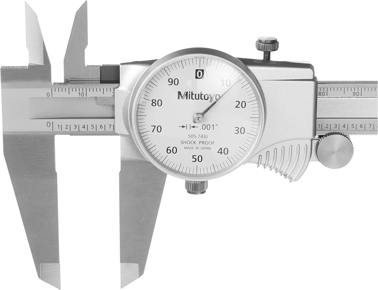 Mitutoyo 505-743J 0-8 Inch, .001 Inch Dial Caliper, .1 Inch/Revolution