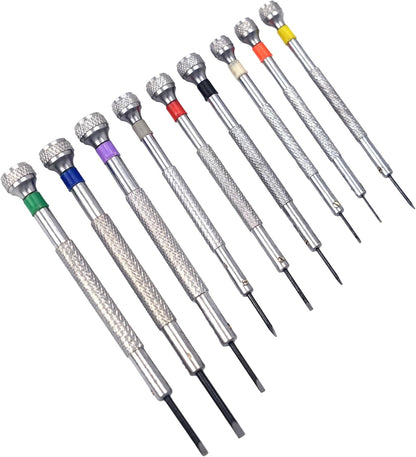 9 Pieces Watchmakers Screwdriver Set with Extra Blades Color-Banded Rotating Head Precision Set for Watch Repair and Hobbyists