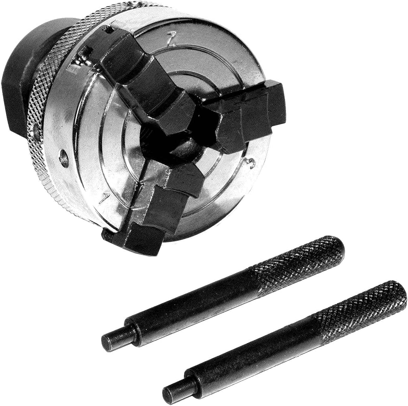 Woodworking Live Tailstock Chuck Adapter 1" x 8 TPI Thread 4MT Mount With 2" - 3 Jaw Chuck Reversible Jaws & Keys