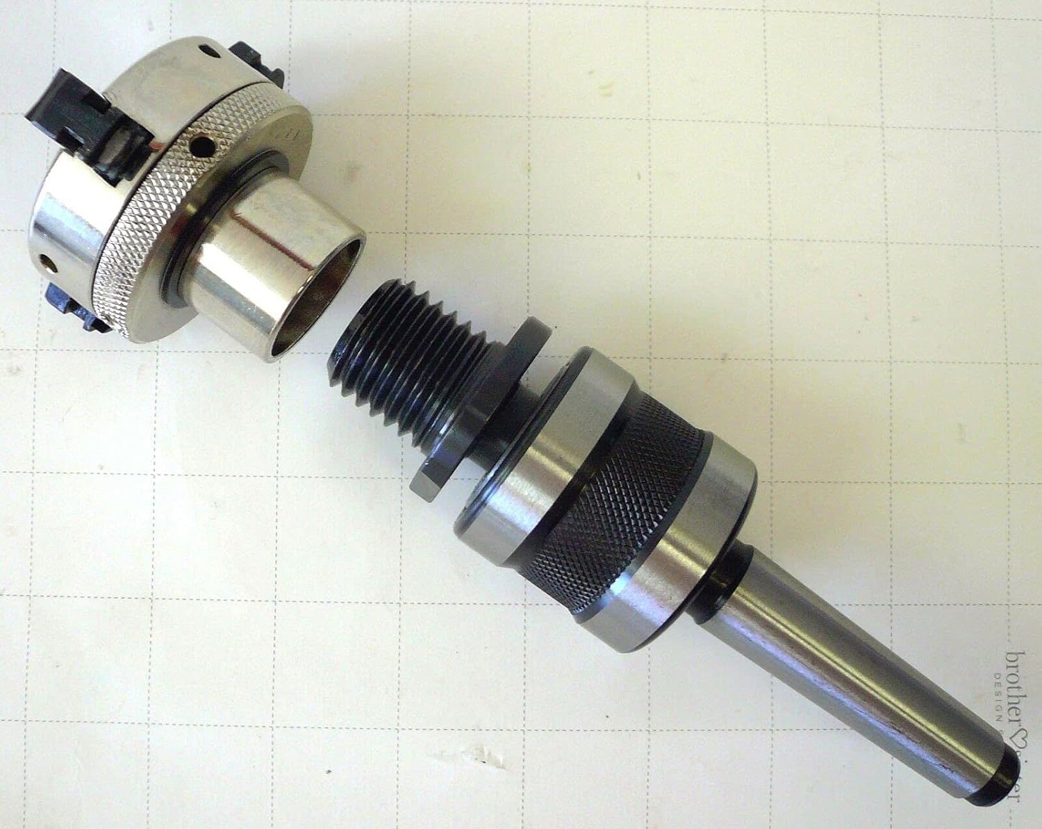 3 Jaw x 2" Mini Chuck On Live Ball Bearing Tailstock Center with MT2 Arbor 1" x 8TPI - New