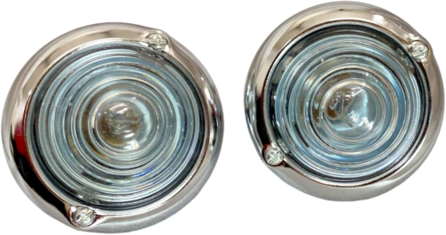 TAURISH Parking Turn Signal Indicator Clear Glass Light Pair Chrome for Classic 4x4 Vehicles