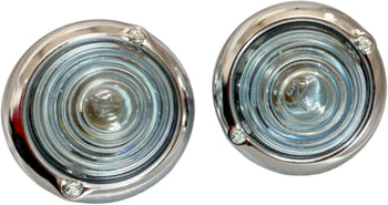 TAURISH Parking Turn Signal Indicator Clear Glass Light Pair Chrome for Classic 4x4 Vehicles