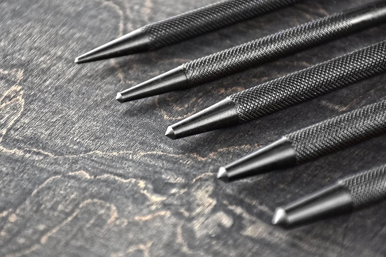 TAURISH Center Punch Set of 5 pcs Size diameters: 1/16", 1/8", 5/32", 3/16", 1/4"