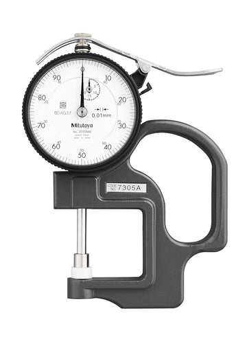 Mitutoyo 7305A Dial Thickness Gage, 0-20mm Range, +/-20µm Accuracy, 0.01mm Graduation, 2.0N or Less Measuring Force