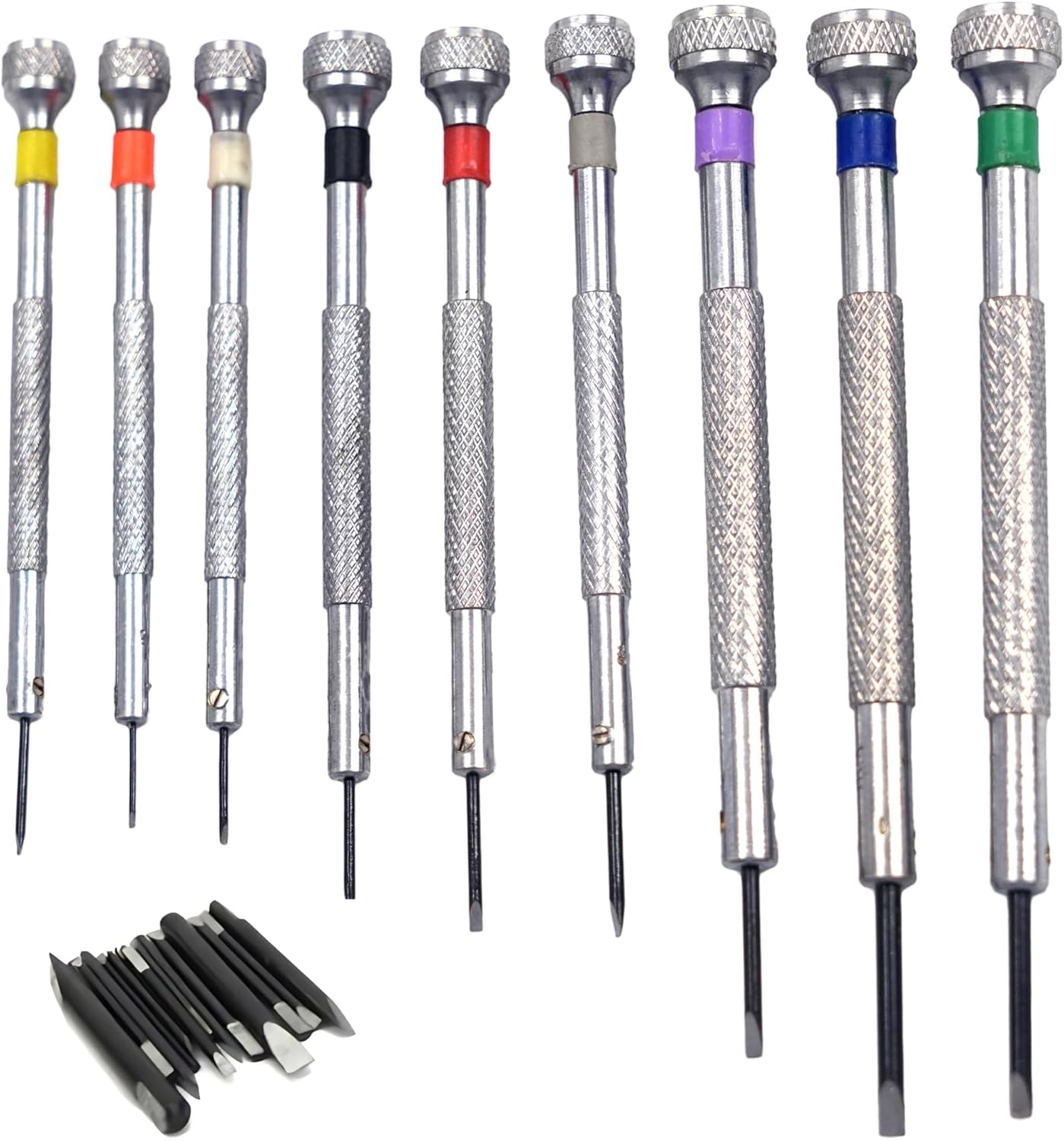 9 Pieces Watchmakers Screwdriver Set with Extra Blades Color-Banded Rotating Head Precision Set for Watch Repair and Hobbyists