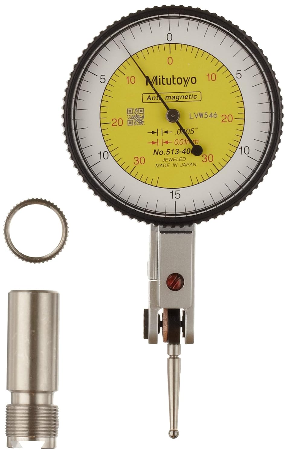 Mitutoyo 513-406-10E, .0005/0.01mm X .030/0.7mm Horizontal Test Indicator, 0-15-0/0-35-0, Inch and Metric