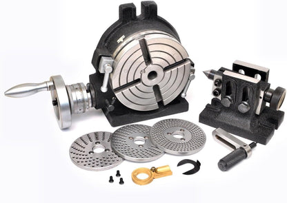 New HV 4 Slots Rotary Table 6" & Steel Dividing Plates + Tailstock Set with Operation Manual - Milling Indexing Kit