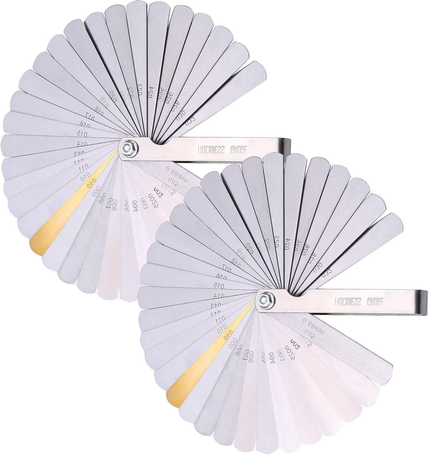 New 2 Pack Steel Feeler Gauge Dual Marked Metric and Imperial Gap Measuring Tool I 0.04-0.88 mm I 32 Blades I Made In India