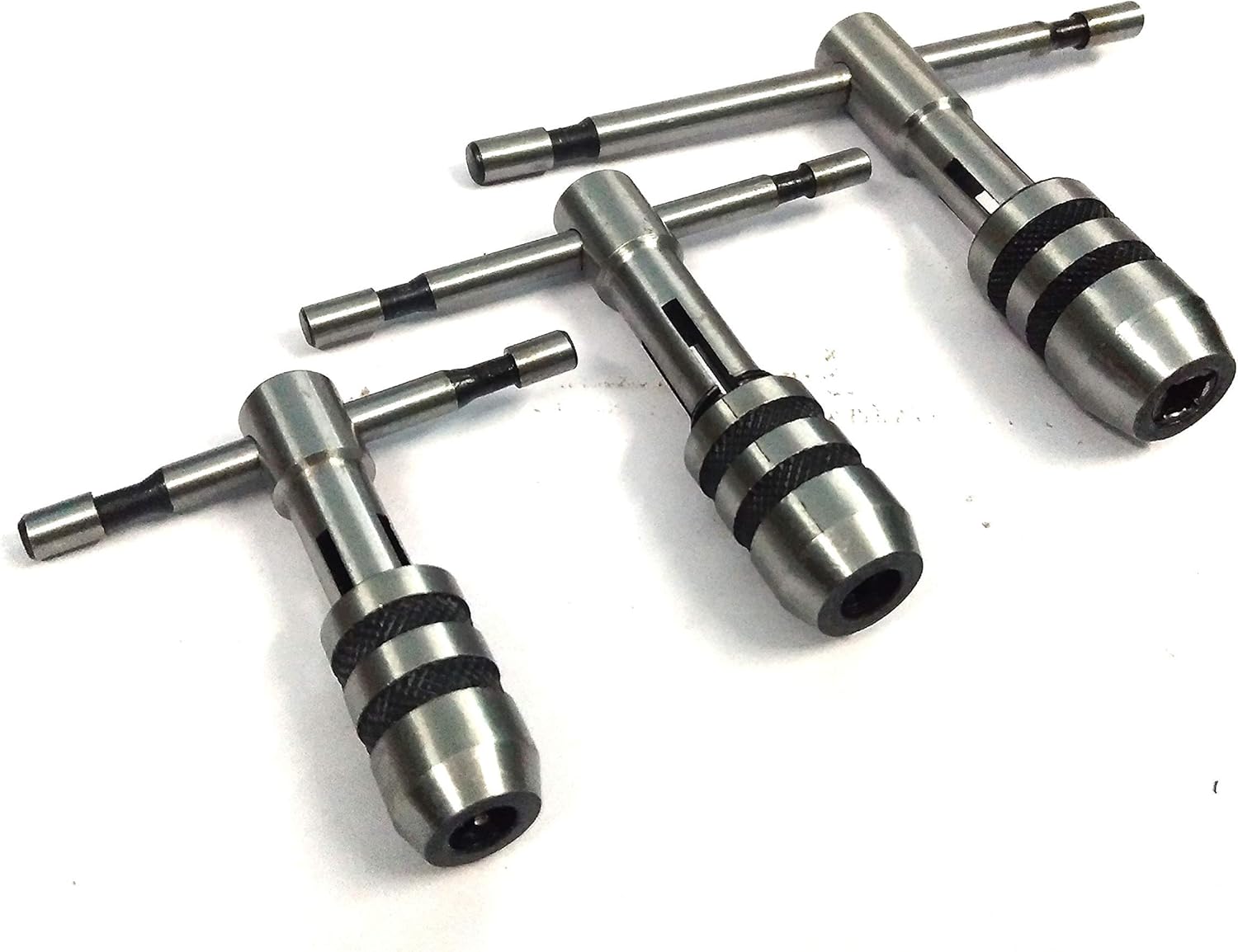 TAURISH T-Handle Tap Wrench Set Of 3 Pcs Solid Collet Jaws For Tapping & Reaming