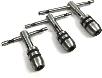 TAURISH T-Handle Tap Wrench Set Of 3 Pcs Solid Collet Jaws For Tapping & Reaming