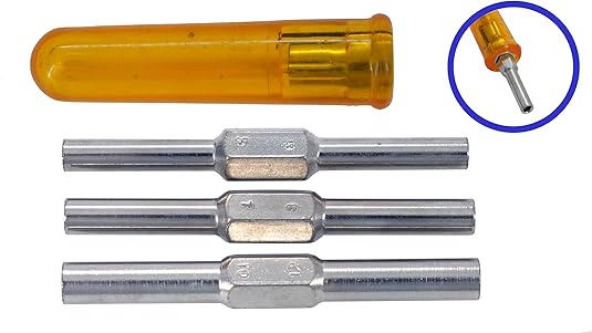 TAURISH Clock Winding & Let Down Release Tool (Sizes- 3.5 to 5.25mm) - Mainspring Let Down Tool with 6 Key Shafts - Steel (Nickel Plated) with Plastic Handle