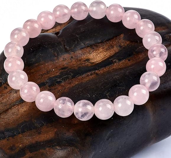 Natural Rose Quartz Healing Crystal Bracelet for Women 8mm Beads, Stretchable Cord, Calming Gemstone Jewelry, Perfect Gift for Emotional Healing & Self-Love Pack of 2