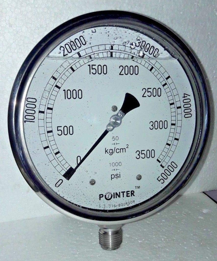 High Pressure Gauge Dual Scale 0-3500 BAR /0-50000 PSI Ideal for Common Rail New