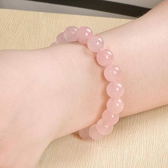 Natural Rose Quartz Healing Crystal Bracelet for Women 8mm Beads, Stretchable Cord, Calming Gemstone Jewelry, Perfect Gift for Emotional Healing & Self-Love Pack of 2