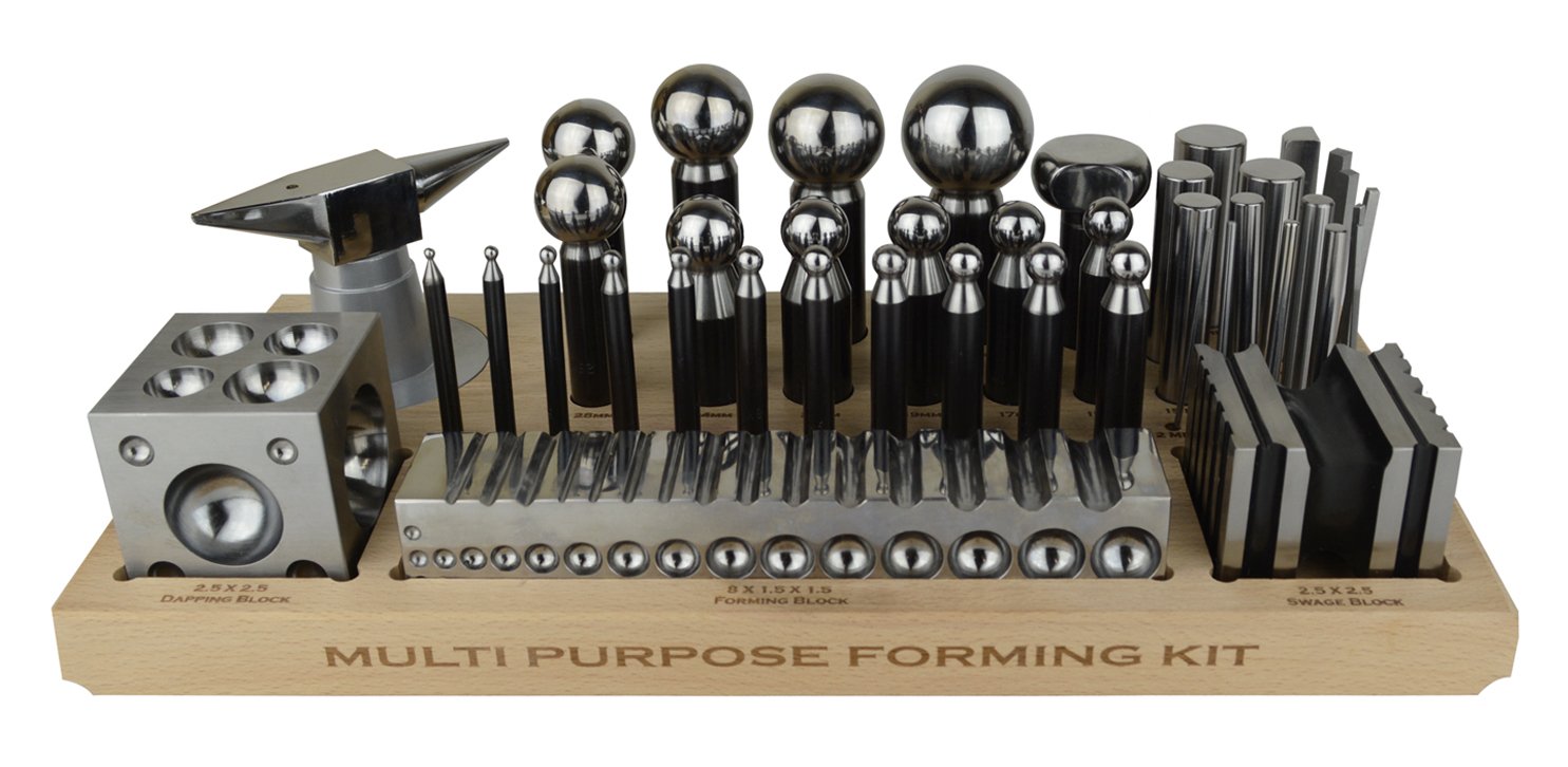 43-Piece Multi-Purpose Metal Forming Dapping Set w/Block, Anvil, & Swage Jewelry Making Repair Metal Forming Tool