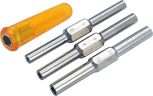 TAURISH Clock Winding & Let Down Release Tool (Sizes- 3.5 to 5.25mm) - Mainspring Let Down Tool with 6 Key Shafts - Steel (Nickel Plated) with Plastic Handle